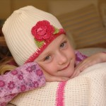 B002 Cotton Beanie with Bamboo Trim & Rose Brooch